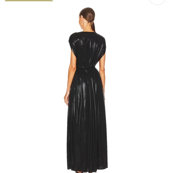 😍NORMA KAMALI ATHENA Black Pleated Wrap Maxi Dress XXS! - Picture 6 of 6